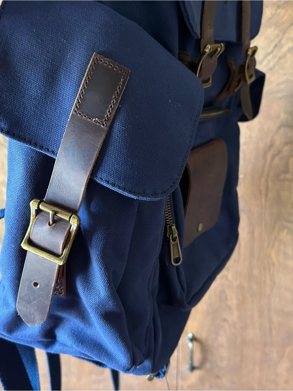 Cocktail Kingdom Navy Canvas & Brown Leather Bartender’s Backpack